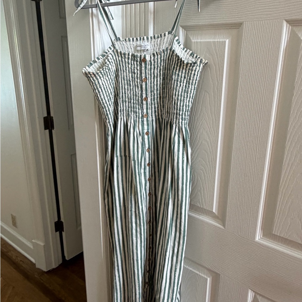 Emerson Fry Green and White Striped Sundress